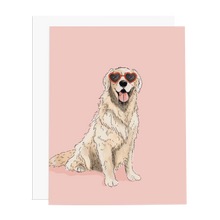 Load image into Gallery viewer, Golden Pink Heart Eyes Greeting Card