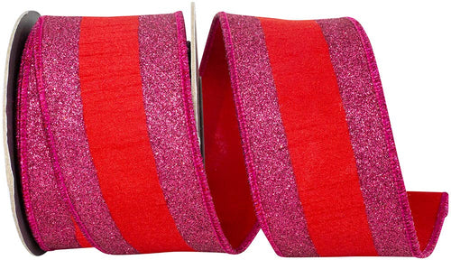 Glitter Striped Edging Dupioni Deluxe Wired Edge, 2.5 in