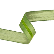 Load image into Gallery viewer, 1 1/2" Wired Velvet Ribbon w/ Trim | Green w/ Green Trim | 10 Yard Roll