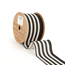 Load image into Gallery viewer, 2 1/2&quot; Wired Ribbon | &quot;Striped&quot; Black/White | 10 Yard Roll