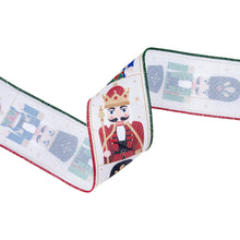 Load image into Gallery viewer, Nutcracker Wired Ribbon 2.5" with Red/Green Edge 10yd
