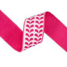 Load image into Gallery viewer, 2 1/2" Wired Dupioni Ribbon | Pink Petals on White w/ Pink Backing | 10 Yard Roll