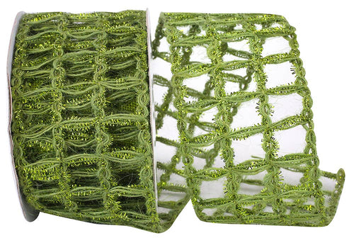 Grand Jute Box Sparkle Wired Edge, Green, 2-1/2 In, 10 Yards
