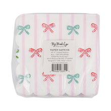 Load image into Gallery viewer, PLNP638- Bow Stripe Scallop Cocktail Napkin