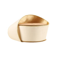 Load image into Gallery viewer, 2 1/2&quot; Reversible Classic Velvet Wired Ribbon | Ivory/Gold | 10 Yard Roll