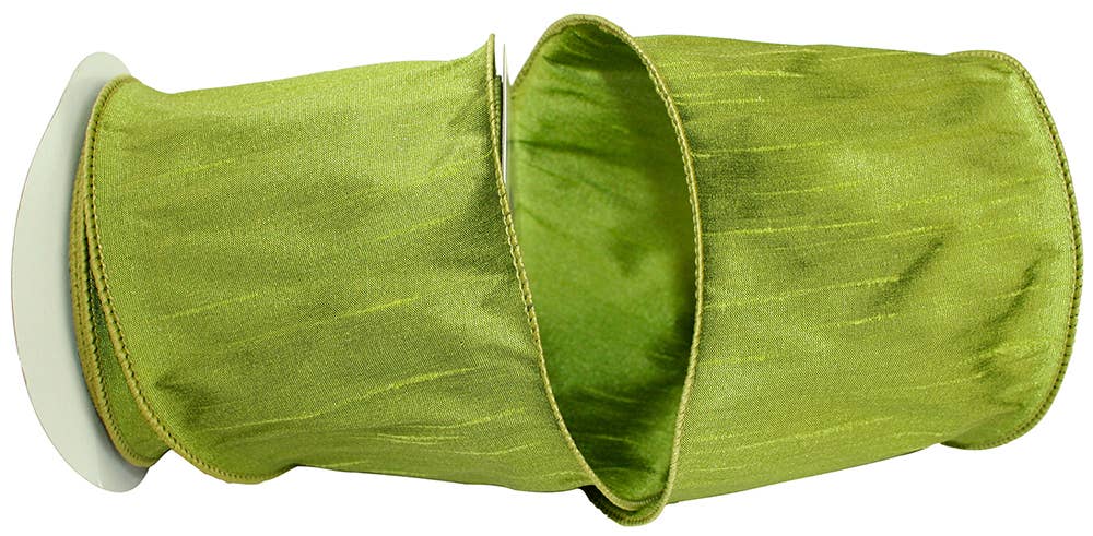 Dupioni Supreme Wired Edge, Green Grass, 4 In, 10 Yards