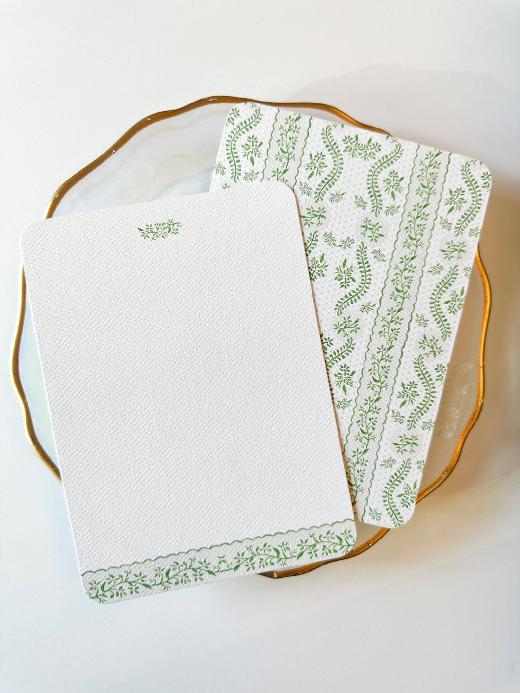 Blue + Green Scallop Notecard Set 