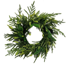 Load image into Gallery viewer, Mixed Pine w/ Soft Touch Norfolk and Cedar Wreath 24"