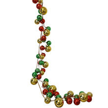 Load image into Gallery viewer, Red, Green, + Gold 6ft Ball Garland