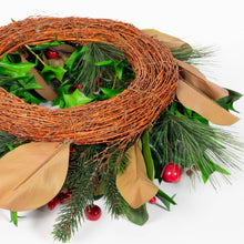 Load image into Gallery viewer, Magnolia &amp; Red Berry Wreath - 24 Inch