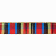 Load image into Gallery viewer, Wired Plaid Ribbon with Gold Dupioni Backing, 10 Yard Roll