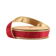 Load image into Gallery viewer, 1&quot; Reversible Classic Velvet Wired Ribbon | Burgundy/Gold | 10 Yard Roll