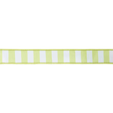 Load image into Gallery viewer, 1 1/2" Wired Ribbon | Green/White Medium Horizontal Stripe w/ Green Backing | 10 Yard Roll