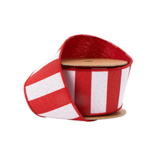 Load image into Gallery viewer, 2 1/2" Wired Ribbon | Cabana Horizontal Stripe Red | 10 Yard Spool