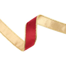 Load image into Gallery viewer, 1&quot; Reversible Classic Velvet Wired Ribbon | Burgundy/Gold | 10 Yard Roll