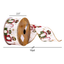 Load image into Gallery viewer, Vickerman 2.5&quot;x10yd Beige/Green Nutcracker Ribbon: 2.5&quot; x 10 yd / Beige / Polyester 100%, wire, woven