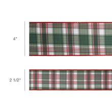 Load image into Gallery viewer, Wired Reversible Dupioni Red/Green Plaid 10 Yard Roll