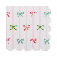 Load image into Gallery viewer, PLNP638- Bow Stripe Scallop Cocktail Napkin
