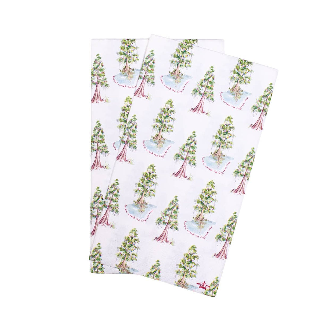Rockin' Around the Cypress Tree Guest Napkins   White/Multi   4.25x7.75