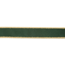 Load image into Gallery viewer, 1&quot; Reversible Classic Velvet Wired Ribbon | Green/Gold | 10 Yard Roll