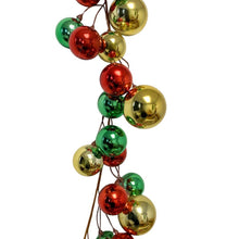 Load image into Gallery viewer, Red, Green, + Gold 6ft Ball Garland