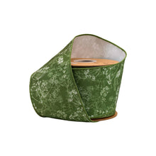 Load image into Gallery viewer, 4" Wired Dupioni Ribbon | Herbs on Green w/ White Backing | 10 Yard Roll