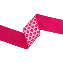 Load image into Gallery viewer, 2 1/2" Wired Dupioni Ribbon | Pink/Orange Hexi w/ Pink Backing | 10 Yard Roll