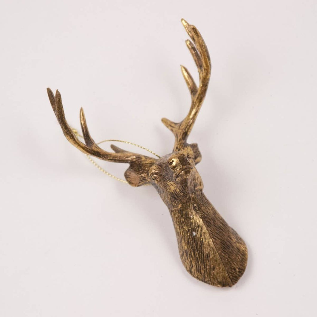 Deer Bust Ornament   Gold   2.5x5x3
