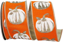 Load image into Gallery viewer, White Gilded Pumpkin Deluxe, Pumpkin, 2-1/2 In, 10 Yards