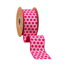 Load image into Gallery viewer, 2 1/2" Wired Dupioni Ribbon | Pink/Orange Hexi w/ Pink Backing | 10 Yard Roll