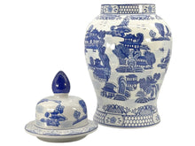 Load image into Gallery viewer, Blue &amp; White Chinoiserie Ceramic Jar 25": Classic Landscape