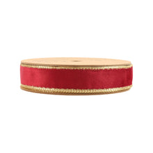 Load image into Gallery viewer, 1&quot; Reversible Classic Velvet Wired Ribbon | Burgundy/Gold | 10 Yard Roll