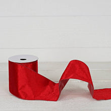 Load image into Gallery viewer, Wired Ribbon-Red Velvet with Metallic Red back (4inW)