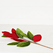 Load image into Gallery viewer, 25in Velvet Red Green Magnolia Lvs Spray