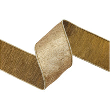 Load image into Gallery viewer, 2 1/2&quot; Wired Ribbon | Textured Gold Metallic Tissue Backing | 5 Yard Roll