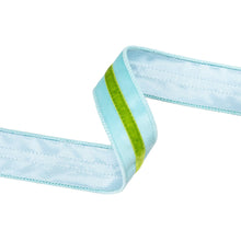 Load image into Gallery viewer, 1 1/2" Wired Velvet Ribbon w/ Trim | Blue w/ Green Trim | 10 Yard Roll