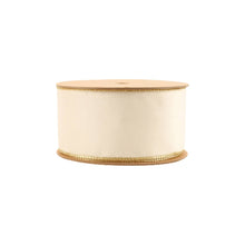 Load image into Gallery viewer, 2 1/2&quot; Reversible Classic Velvet Wired Ribbon | Ivory/Gold | 10 Yard Roll