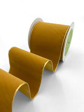 Load image into Gallery viewer, 4" Antique Gold Velvet Reversible Gold Wired Ribbon