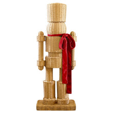 Load image into Gallery viewer, All Weather Rattan Nutcracker - Red: Rattan (Synthetic), Metal, Velvet Bow / 48&quot; H x17.5&quot; W x 12&quot; D