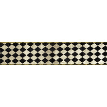 Load image into Gallery viewer, 2 1/2&quot; Wired Ribbon | Black and Gold Harlequin with Gold Backing | 10 Yard Spool