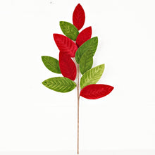 Load image into Gallery viewer, 25in Velvet Red Green Magnolia Lvs Spray