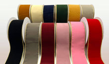 Load image into Gallery viewer, 2.5" Red Velvet Reversible Gold Wired Ribbon
