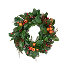 Load image into Gallery viewer, Magnolia Festive Holiday Wreath 24 Inch