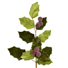 Load image into Gallery viewer, 31”Old World Velvet Holly Christmas Spray