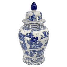 Load image into Gallery viewer, Blue &amp; White Chinoiserie Ceramic Jar 25": Classic Landscape