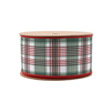 Load image into Gallery viewer, Wired Reversible Dupioni Red/Green Plaid 10 Yard Roll