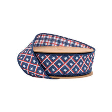 Load image into Gallery viewer, 1 1/2" Wired Ribbon | Patriotic Diamond Stars/Plaid | 10 Yard Roll