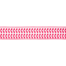 Load image into Gallery viewer, 2 1/2" Wired Dupioni Ribbon | Pink Petals on White w/ Pink Backing | 10 Yard Roll