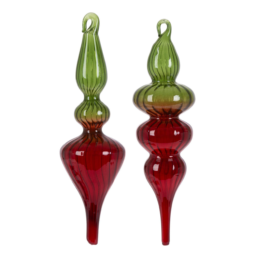 Merry Finial Ornament, Set of 2
