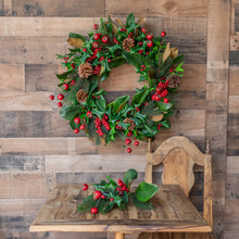Load image into Gallery viewer, Magnolia &amp; Red Berry Wreath - 24 Inch